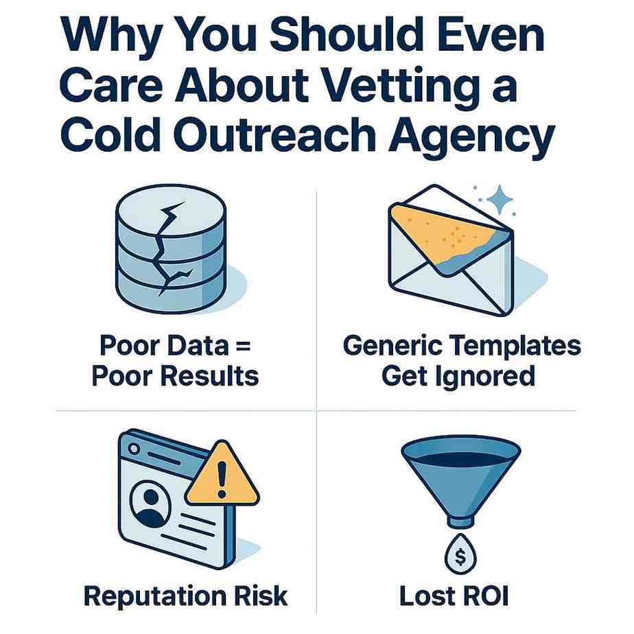 Infographic showing key reasons to vet a cold outreach agency before hiring.