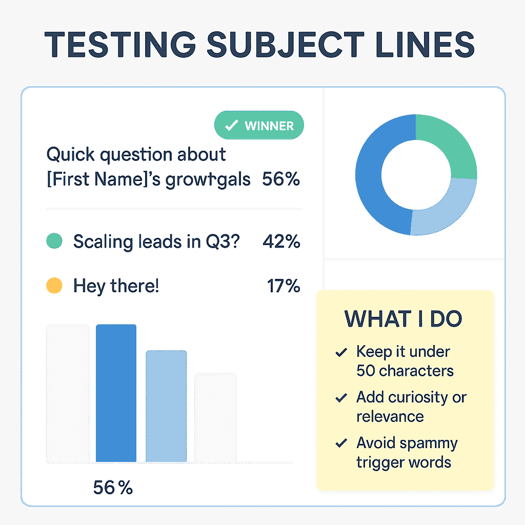 Infographic showing how to A/B test subject lines for higher cold email open rates