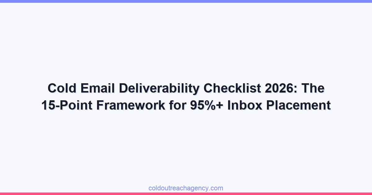 Cold Email Deliverability Checklist 2026: The 15-Point Framework for 95%+ Inbox Placement