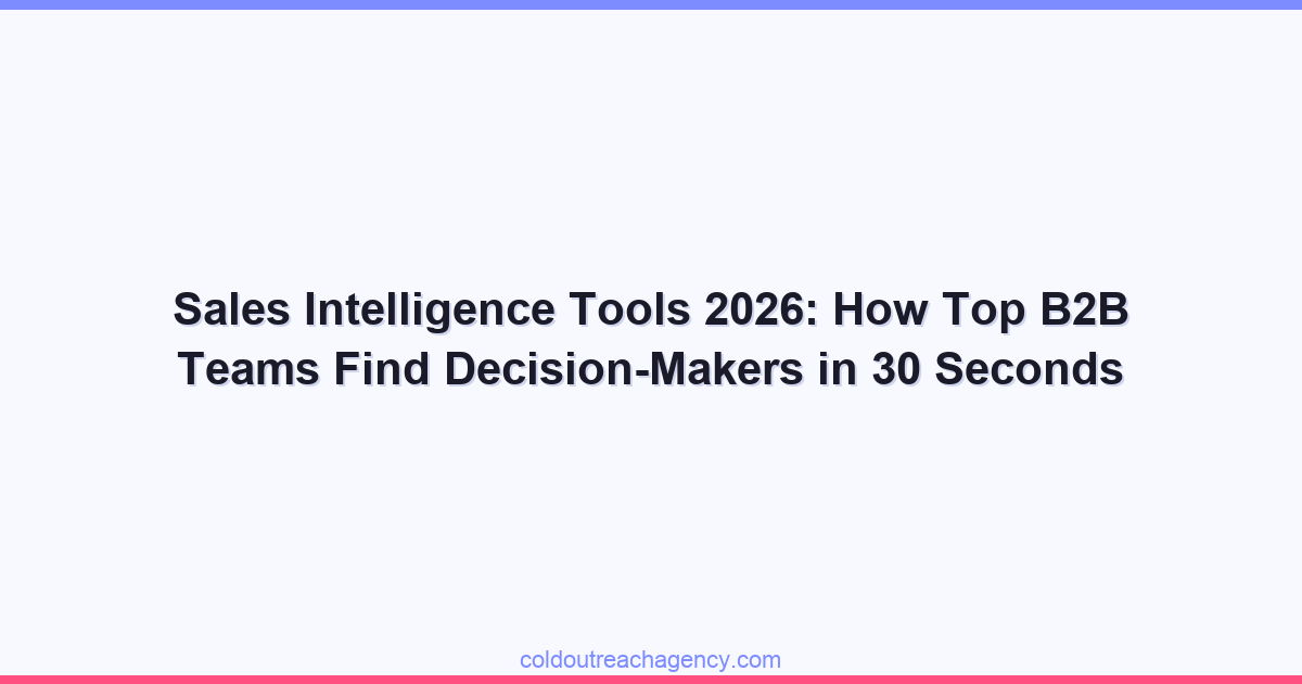 Sales Intelligence Tools 2026: How Top B2B Teams Find Decision-Makers in 30 Seconds